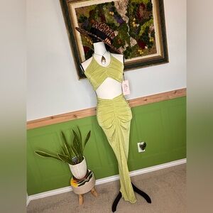 NWT Oh Polly Lime Green Sexy Maxi Dress